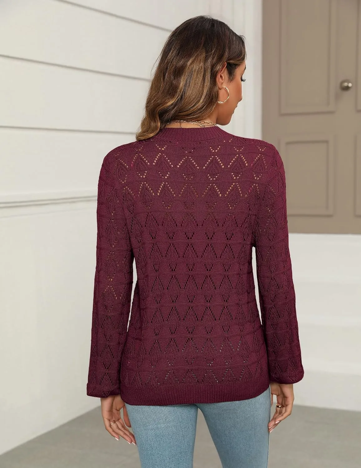 Zeagoo Women's Lightweight Crochet Cropped Cardigan sold by zeagoo product image thumbnail 5