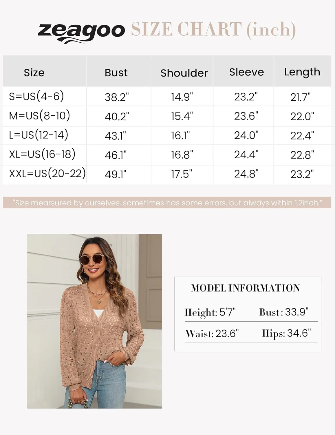 Zeagoo Women's Lightweight Crochet Cropped Cardigan sold by zeagoo product image thumbnail 4
