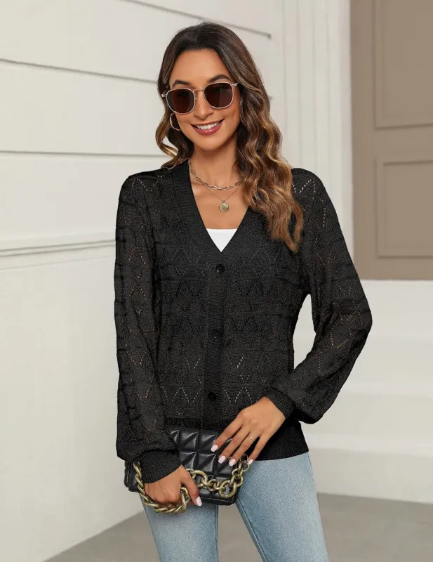 Zeagoo Women's Lightweight Crochet Cropped Cardigan sold by zeagoo