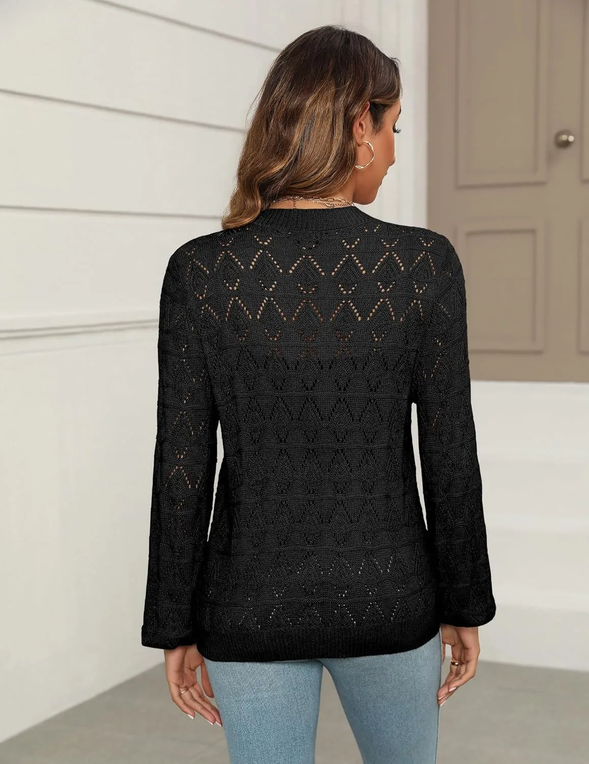 Zeagoo Women's Lightweight Crochet Cropped Cardigan sold by zeagoo product image thumbnail 3