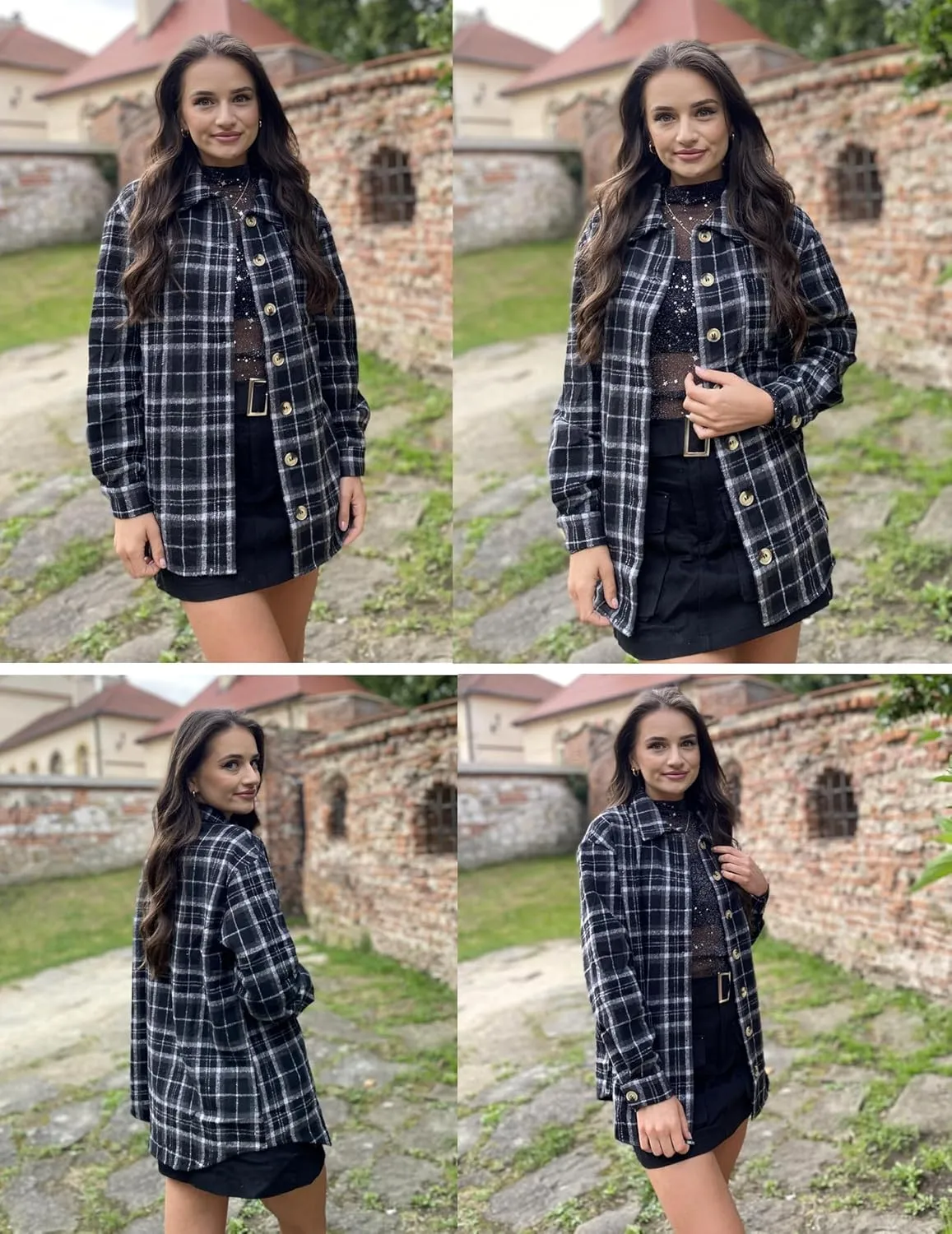 Zeagoo Women Flannel Shacket Jacket Plaid Button Down Shirt sold by zeagoo product image thumbnail 3