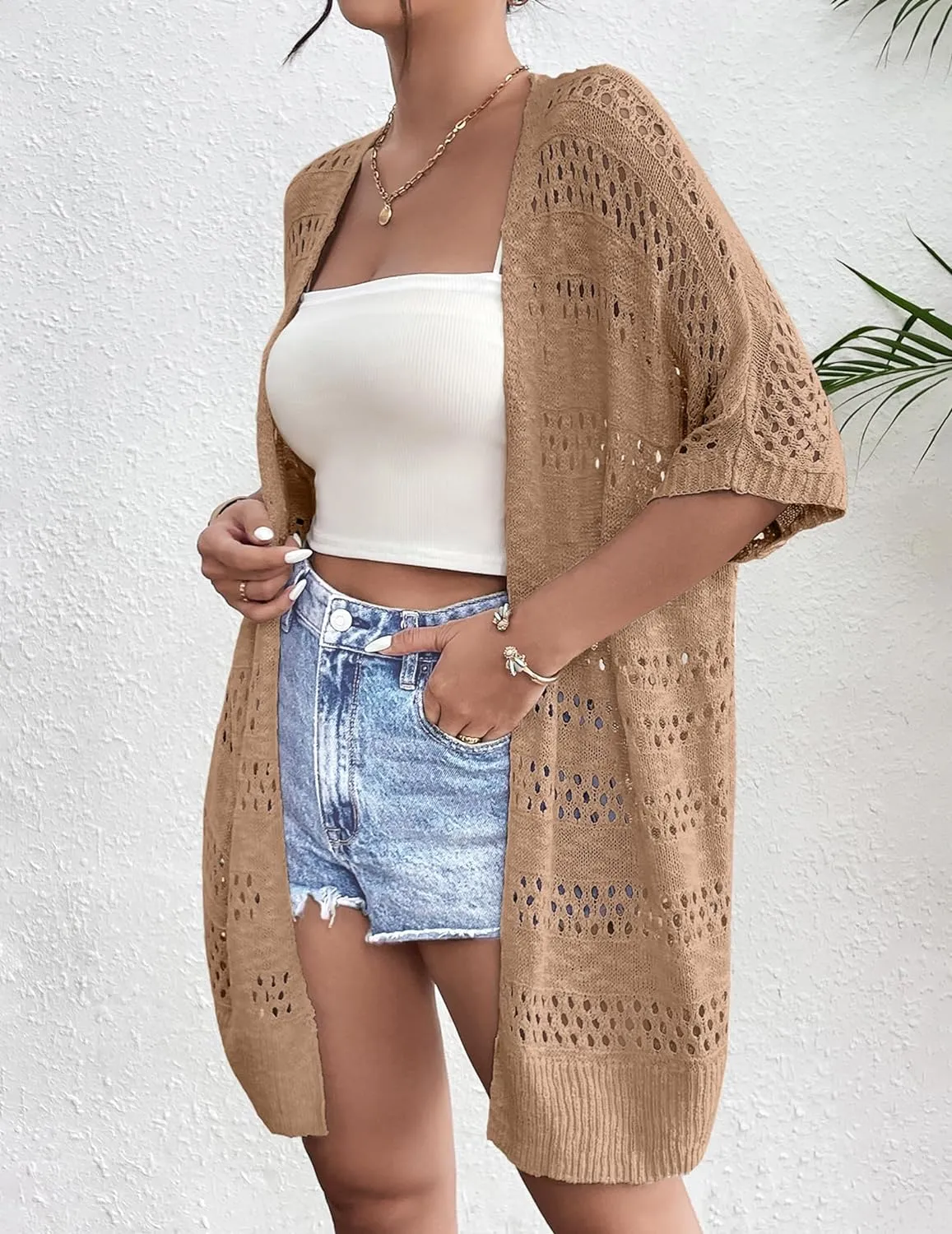 Zeagoo Short Sleeve Boho Oversized Knitted Cardigan sold by zeagoo