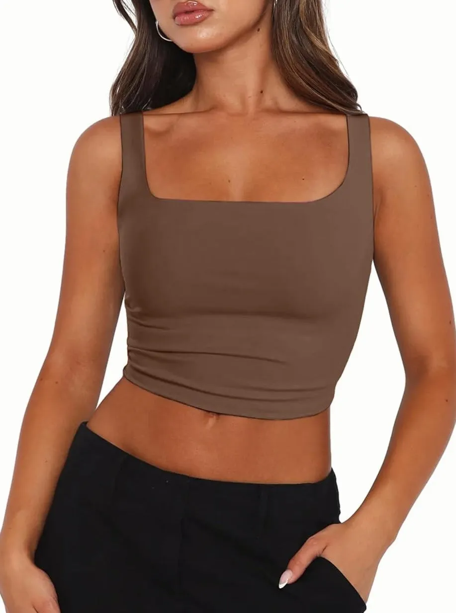 Zeagoo Square Neck Sleeveless Crop Tops sold by zeagoo product image thumbnail 5