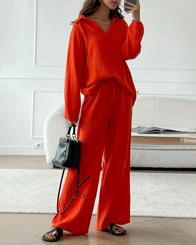 V-Neck Two-piece Set sold by zeagoo