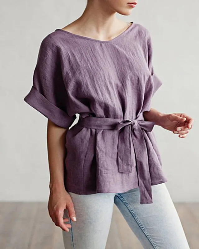 Zeagoo Kimono V-Neck Linen Top for Women Casual Lightweight Summer Beach 2026 | Under $40 made by zeagoo