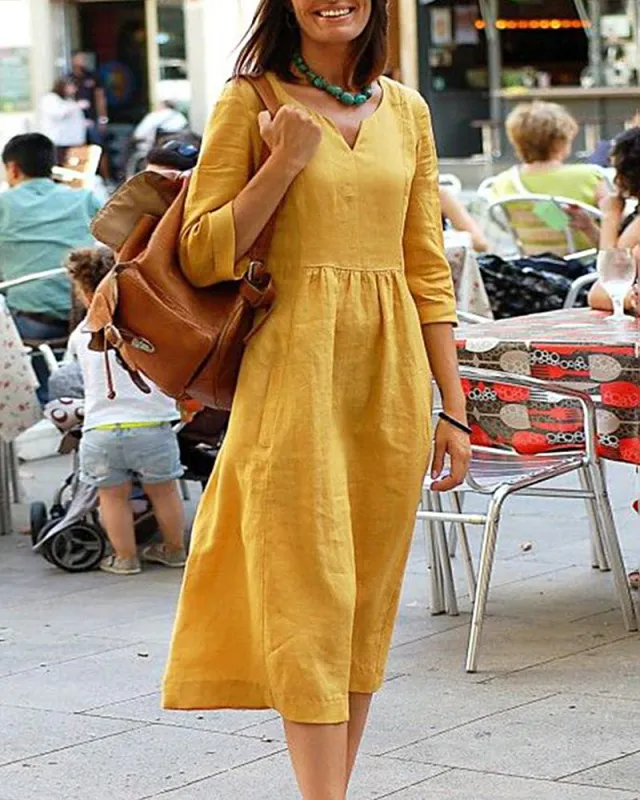 Loose Cotton Linen Beach Dresses sold by zeagoo