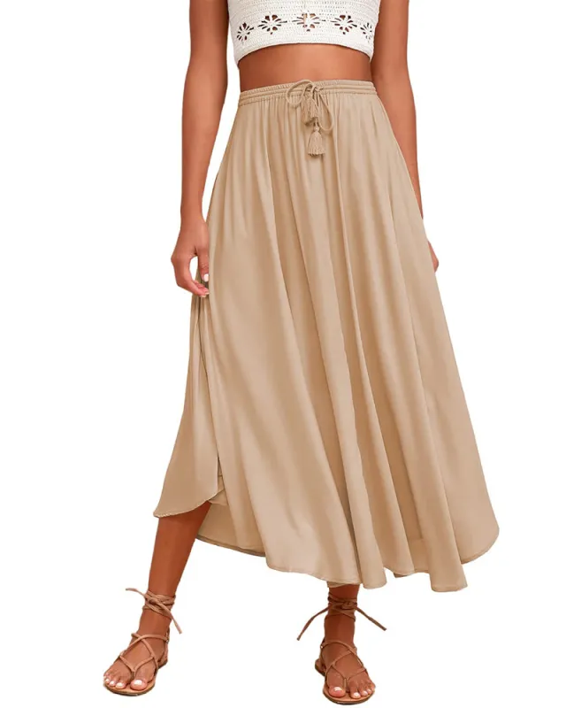 High Waisted Flowy Elastic Skirts , Lightweight Long Skirts - Zeagoo (Us Only) sold by zeagoo