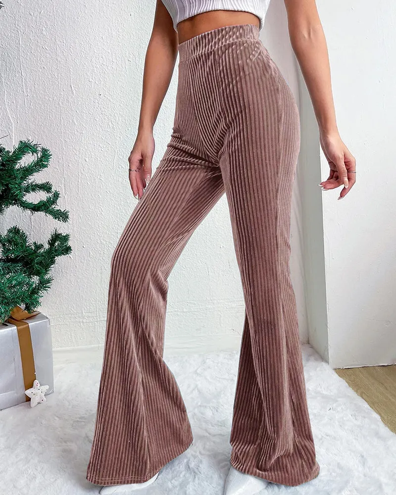 Chic High Waist Corduroy Flared Pants sold by zeagoo product image thumbnail 2
