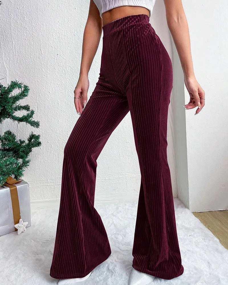 Chic High Waist Corduroy Flared Pants sold by zeagoo product image thumbnail 4