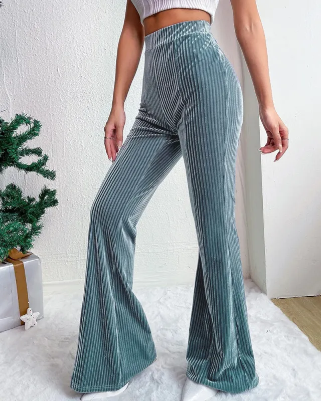 Chic High Waist Corduroy Flared Pants sold by zeagoo