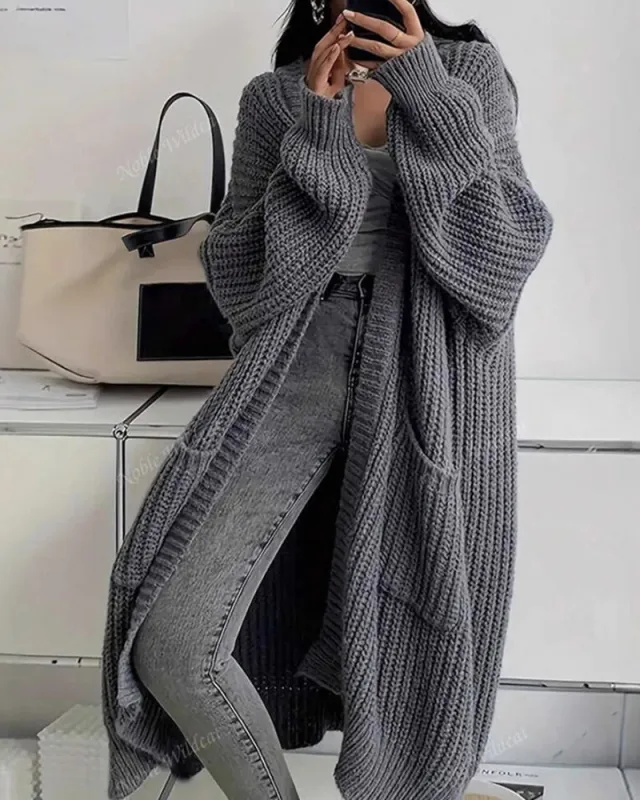 Comfy Loose Fit Chunky Knit Long Cardigan sold by zeagoo