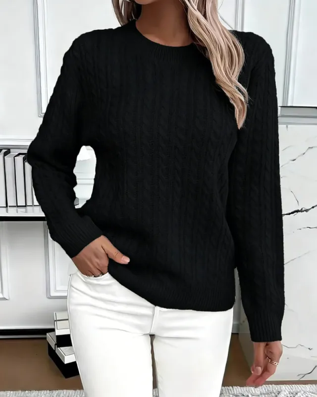 Zeagoo Classic Loose Fit Crew Neck Cable Knit Sweater made by zeagoo