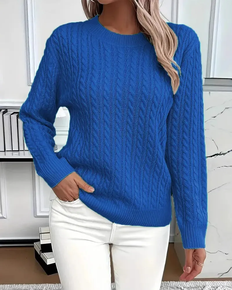 Zeagoo Classic Loose Fit Crew Neck Cable Knit Sweater sold by zeagoo product image thumbnail 2