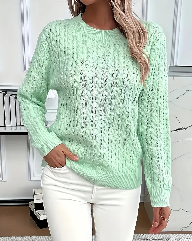 Zeagoo Classic Loose Fit Crew Neck Cable Knit Sweater sold by zeagoo product image thumbnail 5