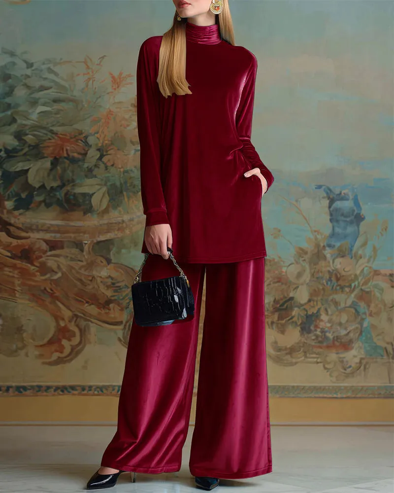 Zeagoo Cozy Velvet Top and Pants Two-Piece Set sold by zeagoo product image thumbnail 3