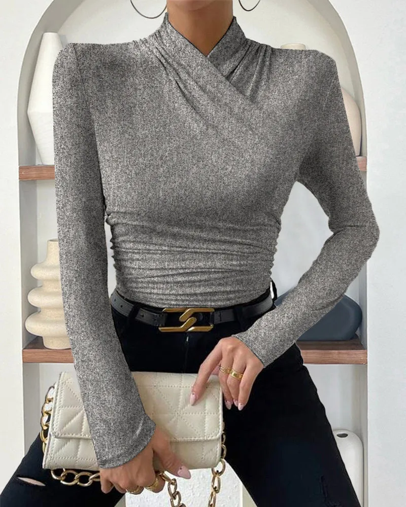 Zeagoo Modern Casual Cross Neck Wrap Top for Women Casual Work Office Loose Fit 2026 | Under $40 sold by zeagoo product image thumbnail 4