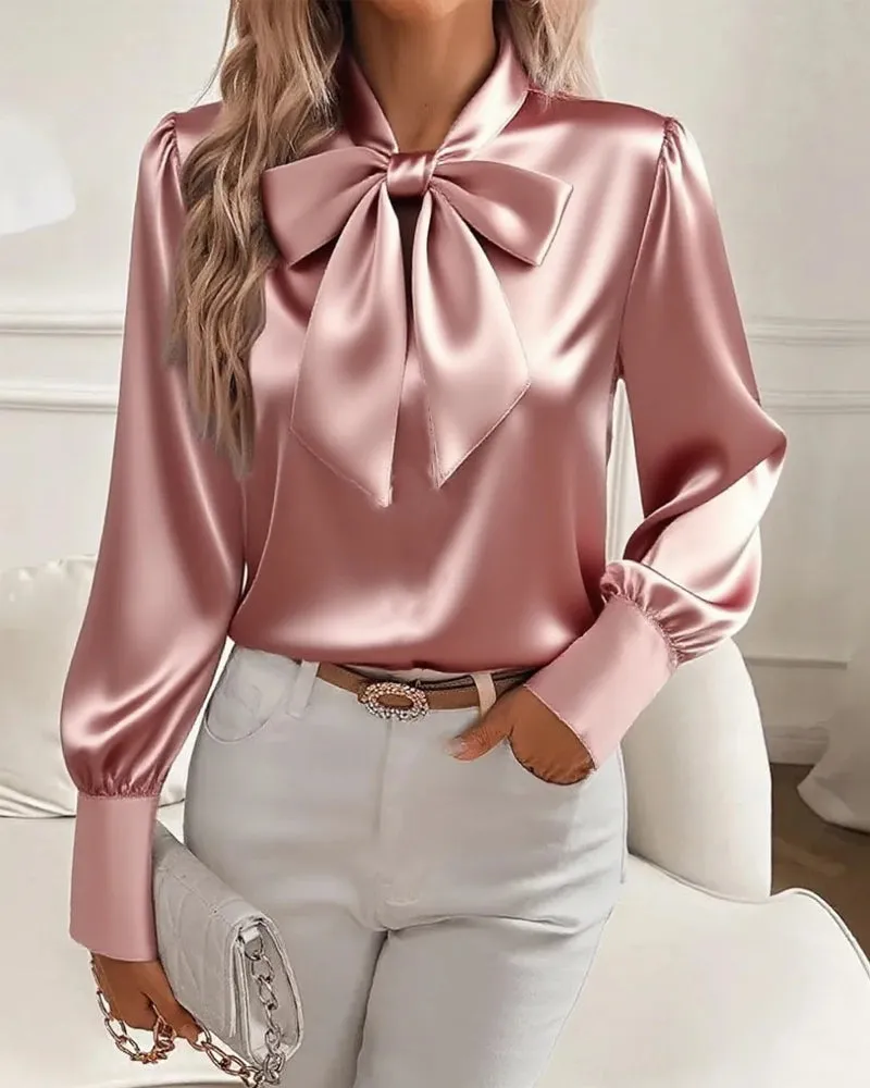 Zeagoo Elegant Dressy Bow Tie Neck Blouse for Women Casual Work Office Loose Fit 2026 | Under $40 sold by zeagoo product image thumbnail 4