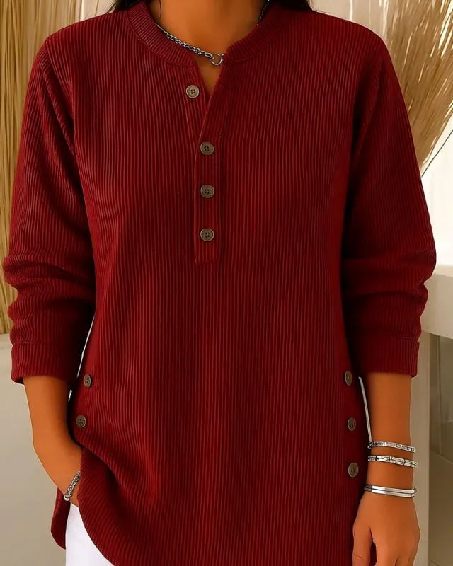 Soft Corduroy Long Sleeve Tunic Tops sold by zeagoo