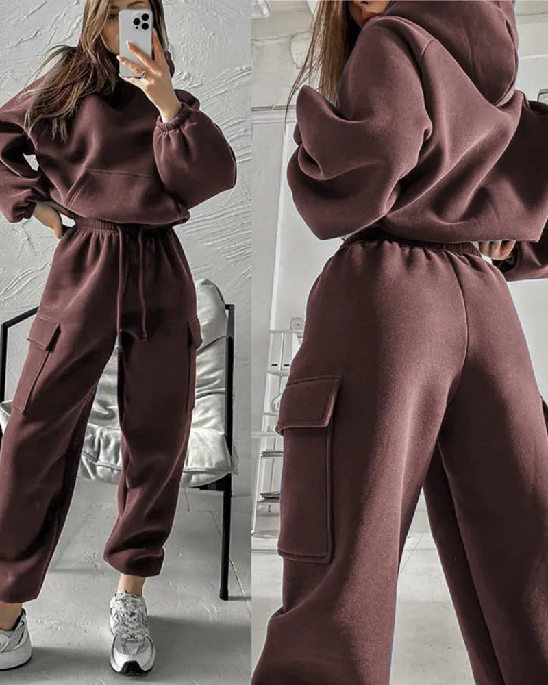 Stylish Cargo Style Oversized Sweatsuit Set sold by zeagoo product image thumbnail 3