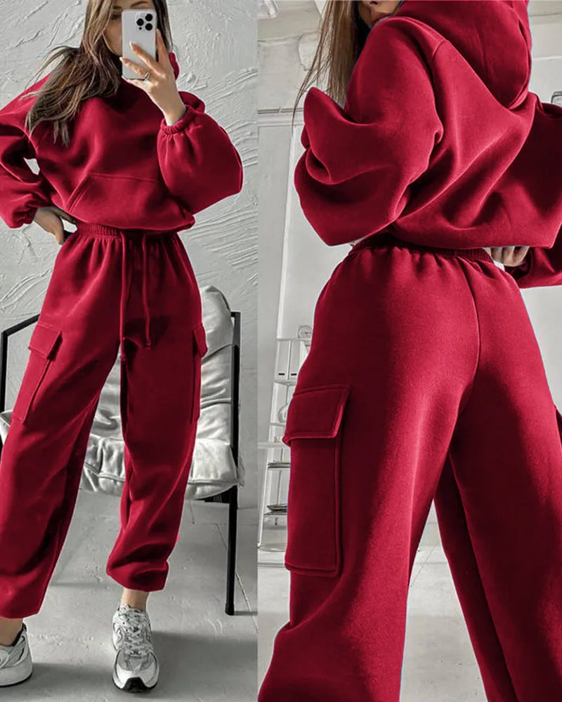 Stylish Cargo Style Oversized Sweatsuit Set sold by zeagoo product image thumbnail 5