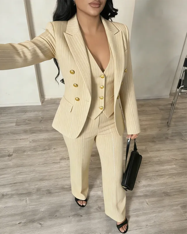 Classic Business Casual 3-Piece Suit Set sold by zeagoo