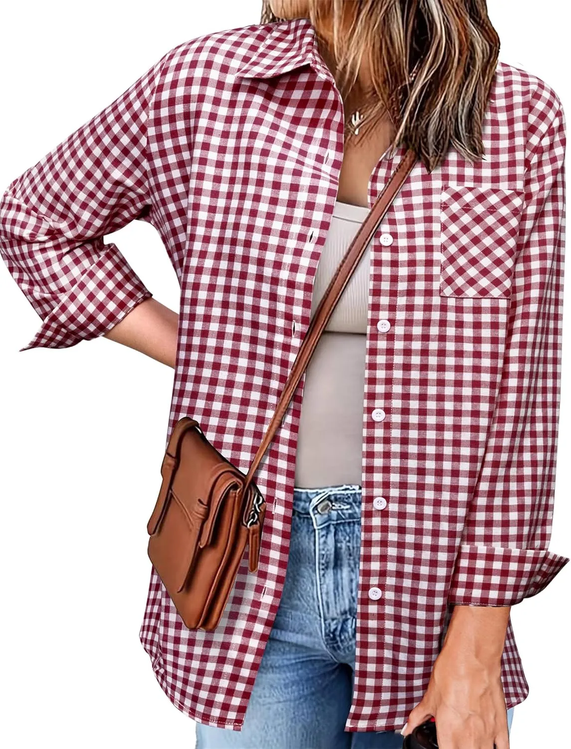 Zeagoo Long Sleeve Plaid Shirt for Women Flannel Button Down Shirts sold by zeagoo product image thumbnail 2
