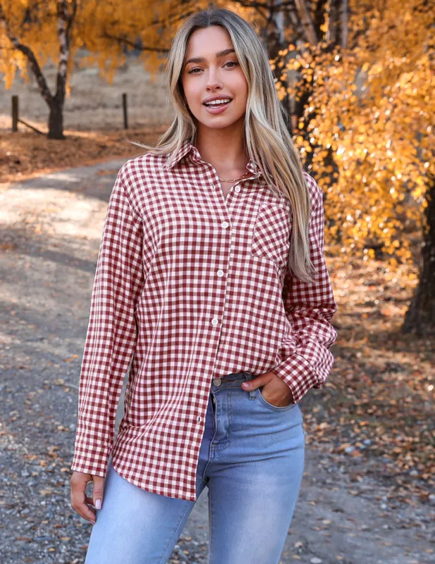 Zeagoo Long Sleeve Plaid Shirt for Women Flannel Button Down Shirts made by zeagoo