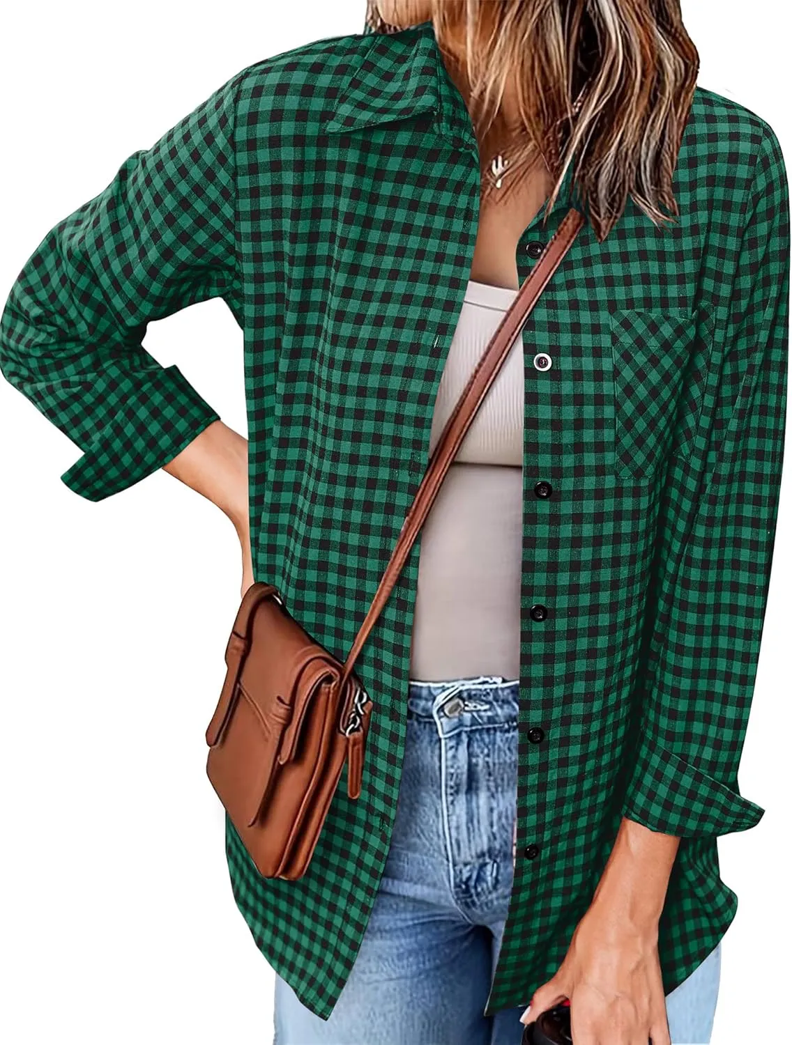 Zeagoo Long Sleeve Plaid Shirt for Women Flannel Button Down Shirts sold by zeagoo product image thumbnail 5