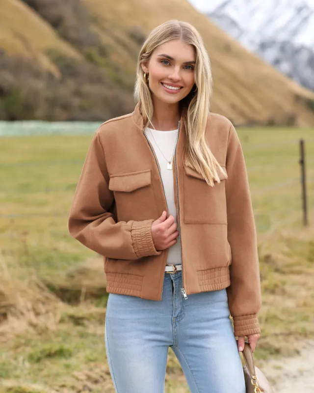 Zeagoo Womens Cropped Jacket Stand Collar Long Sleeve Zip Up Shackets sold by zeagoo