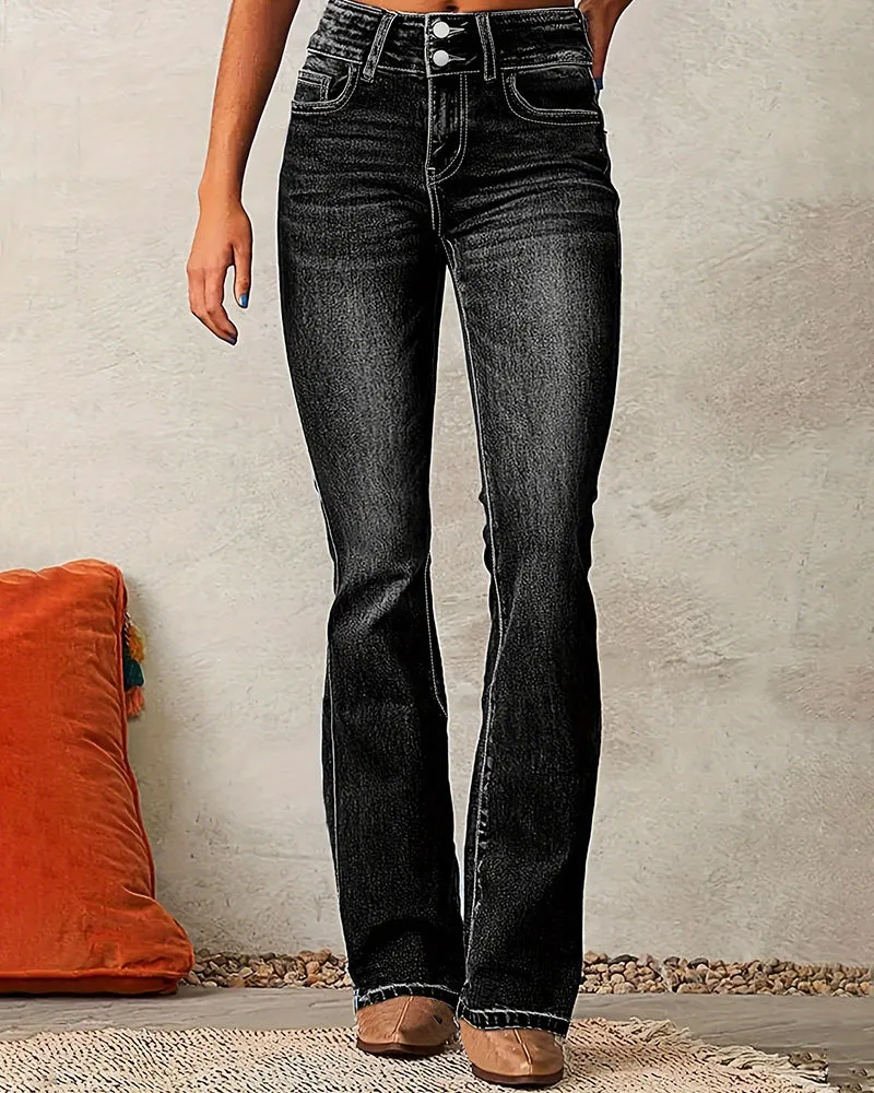 Zeagoo Classic Retro High Waist Flare Jeans sold by zeagoo product image thumbnail 2