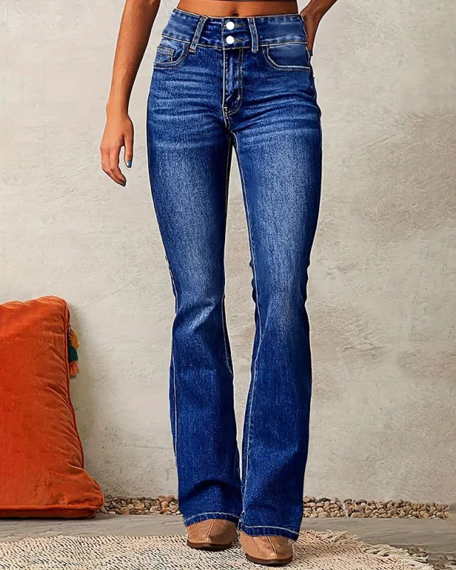 Zeagoo Classic Retro High Waist Flare Jeans made by zeagoo