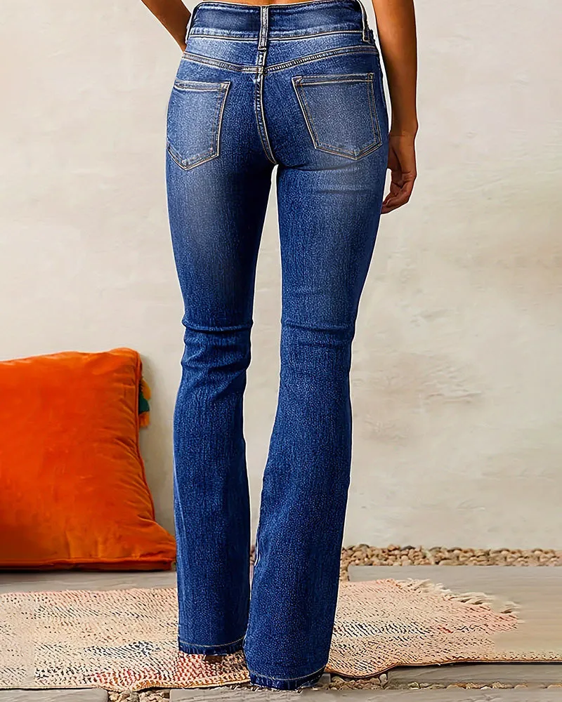 Zeagoo Classic Retro High Waist Flare Jeans sold by zeagoo product image thumbnail 4