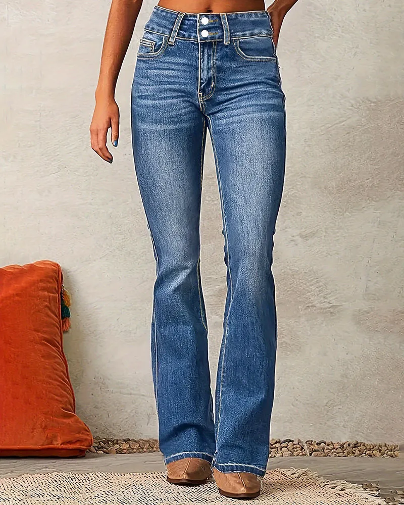 Zeagoo Classic Retro High Waist Flare Jeans sold by zeagoo product image thumbnail 3