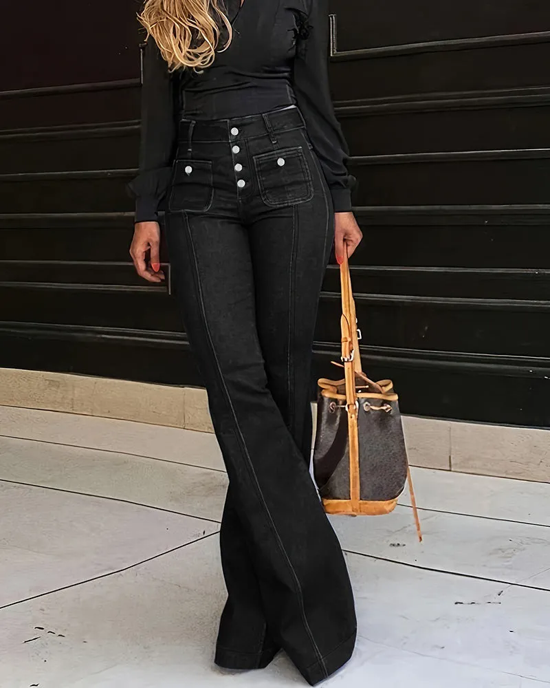 Retro High Waist Flare Jeans sold by zeagoo product image thumbnail 3