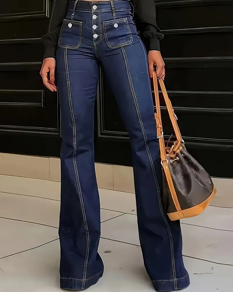 Retro High Waist Flare Jeans sold by zeagoo product image thumbnail 5