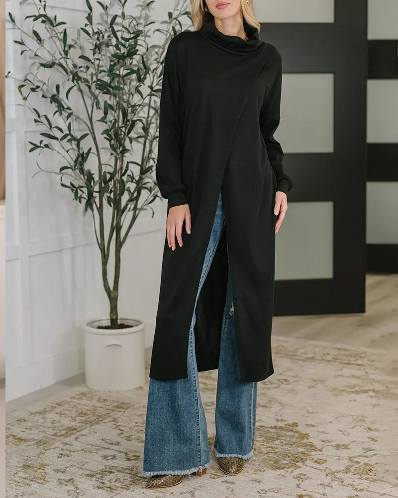 Casual Turtle Neck Longline Tunic Top sold by zeagoo product image thumbnail 2