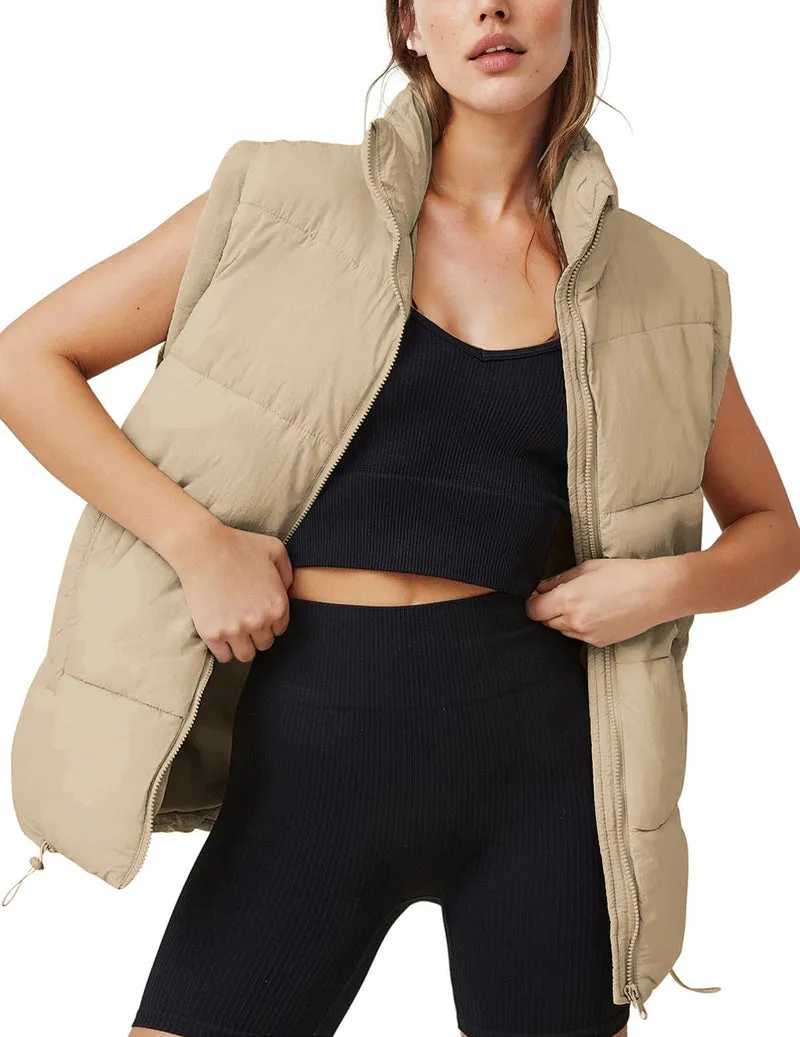 Zeagoo Women Sleeveless Warm Jackets Casual Stand Collar Puffer Vest sold by zeagoo