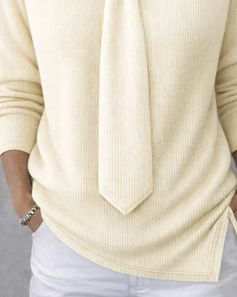 Urban Casual Tie Neck Design Knit Top sold by zeagoo product image thumbnail 4
