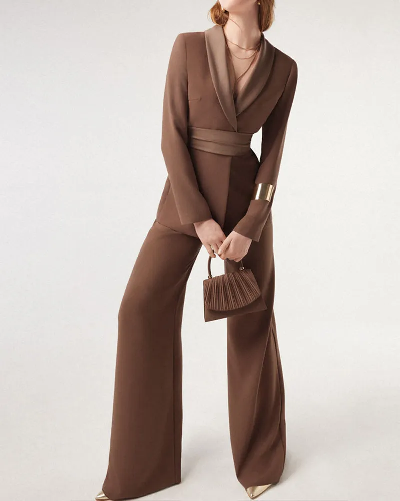 Smart Casual Blazer and Wide Leg Pants Suit set sold by zeagoo product image thumbnail 3