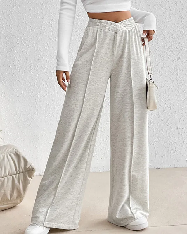 Trendy V-Shape Elastic Waist Casual Pants sold by zeagoo