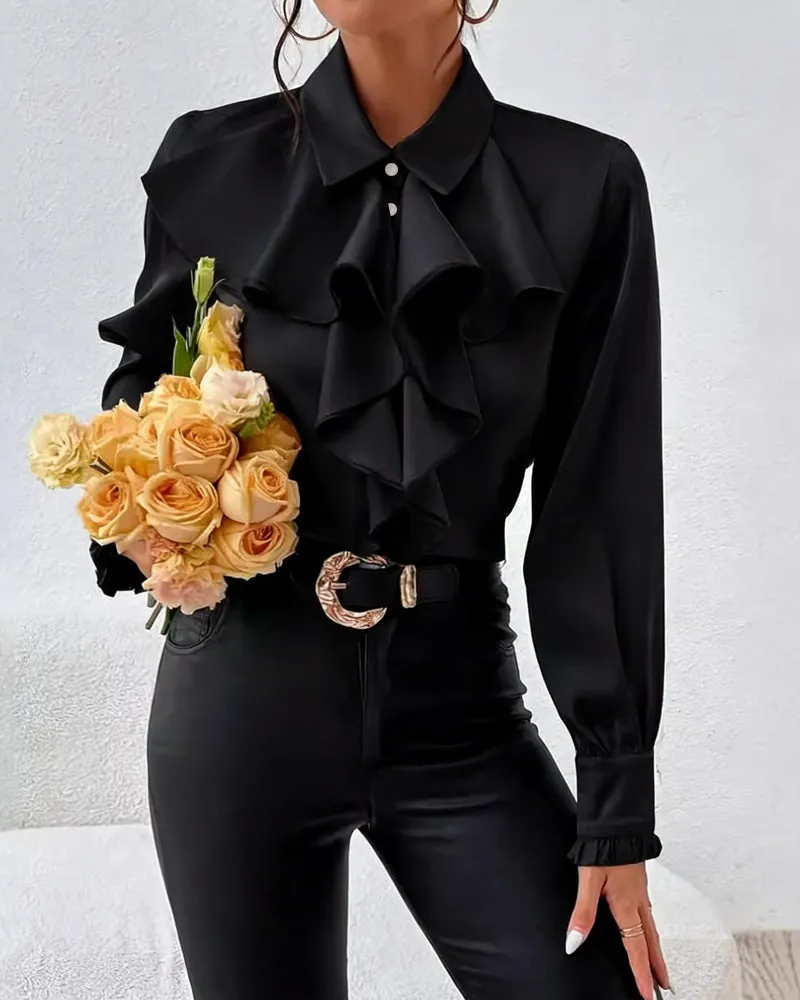 Zeagoo Elegant Solid Ruffle Tie Neck Blouse for Women Cute Summer Casual 2026 | Under $40 sold by zeagoo product image thumbnail 2