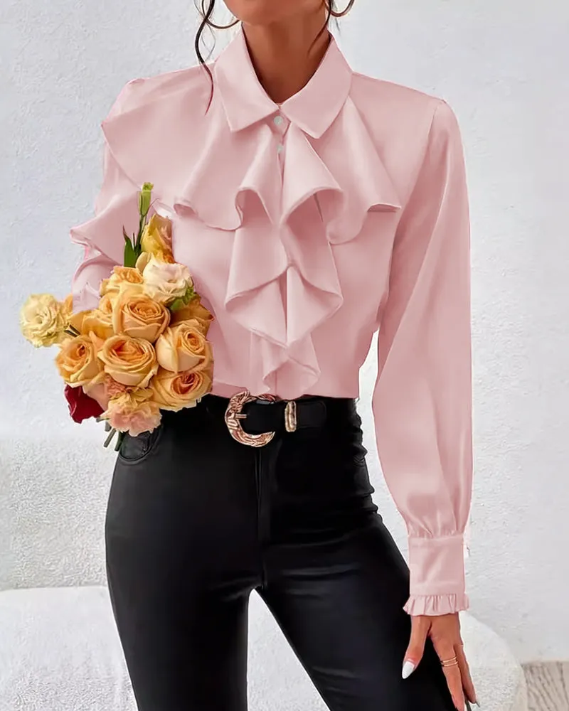 Zeagoo Elegant Solid Ruffle Tie Neck Blouse for Women Cute Summer Casual 2026 | Under $40 sold by zeagoo product image thumbnail 4