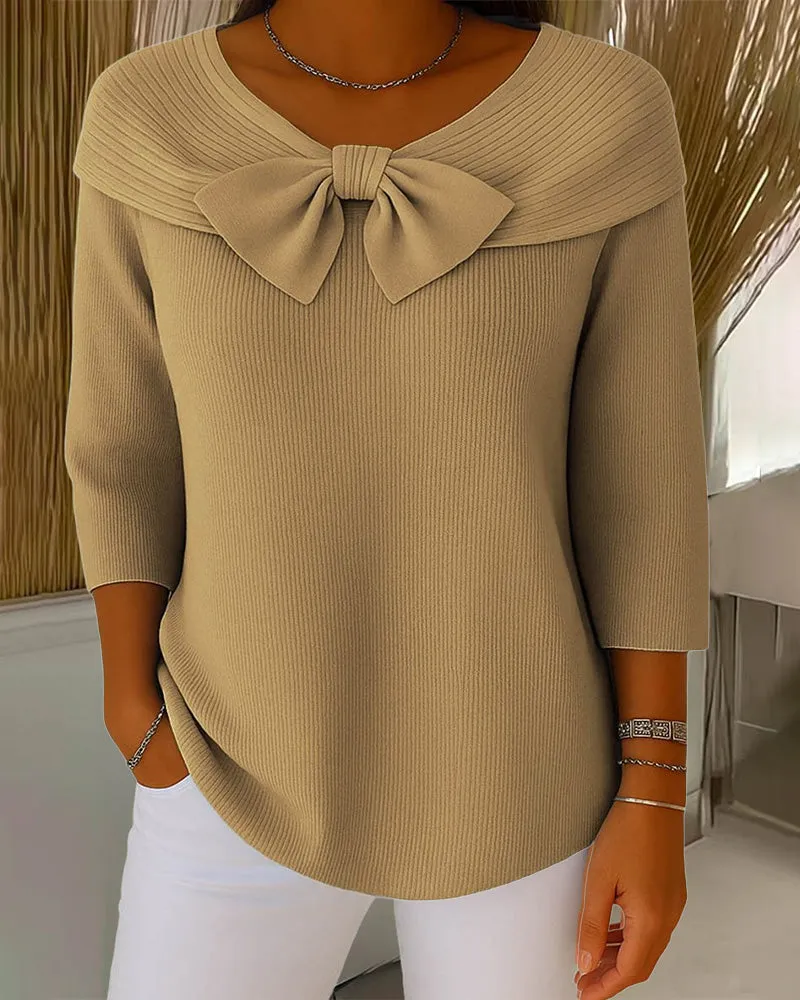 Zeagoo Cute Bow Tie Collar Knit Top sold by zeagoo product image thumbnail 3