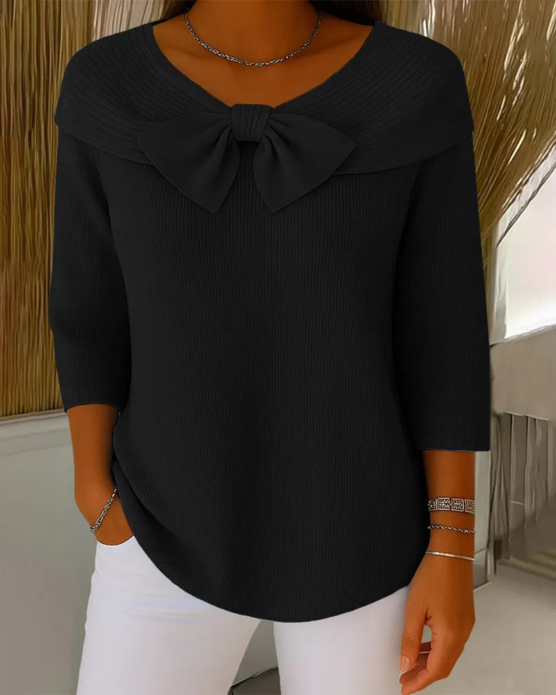 Zeagoo Cute Bow Tie Collar Knit Top sold by zeagoo product image thumbnail 2