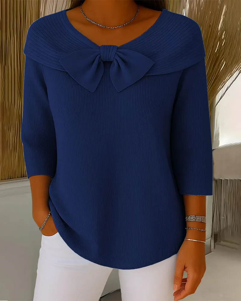 Zeagoo Cute Bow Tie Collar Knit Top sold by zeagoo product image thumbnail 4