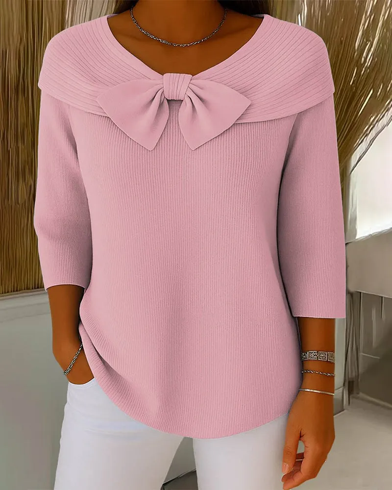 Zeagoo Cute Bow Tie Collar Knit Top sold by zeagoo product image thumbnail 5
