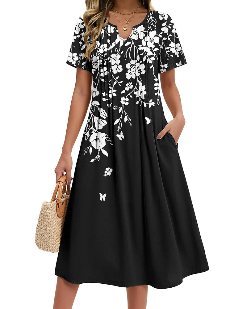 Zeagoo Women's Casual Short Sleeve A-line Midi Dress with Pocket (US Only) sold by zeagoo product image thumbnail 3