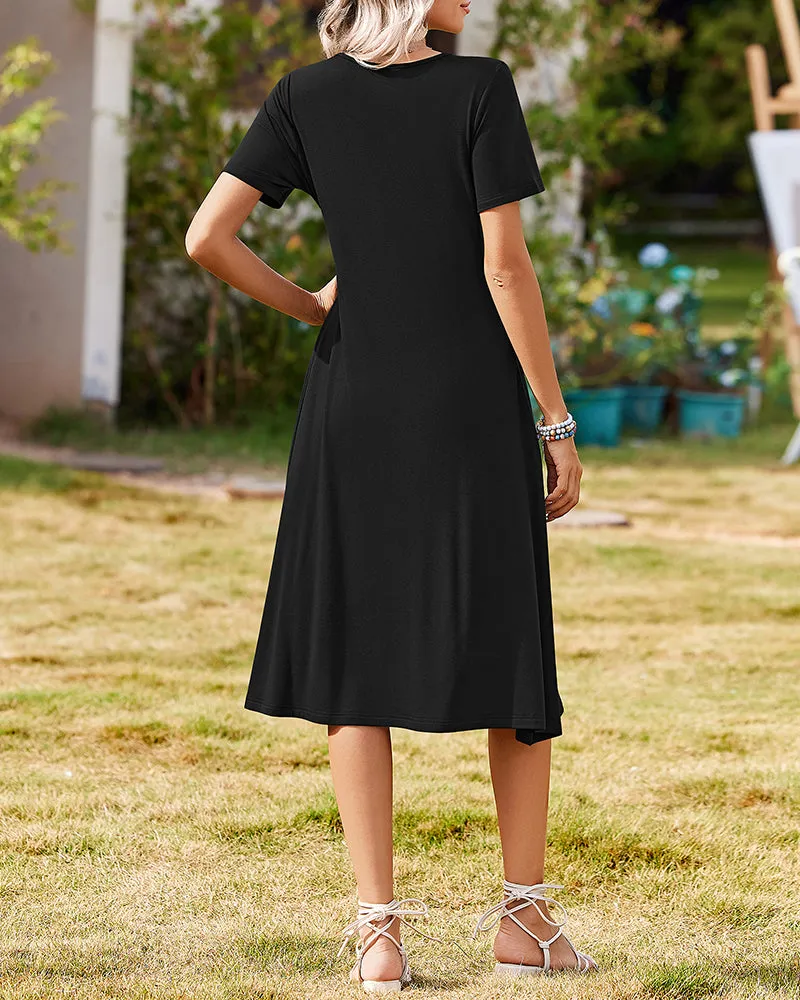 Zeagoo Women's Casual Short Sleeve A-line Midi Dress with Pocket (US Only) sold by zeagoo product image thumbnail 5
