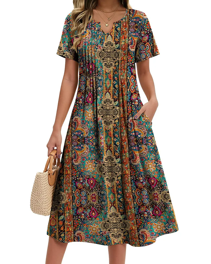 Zeagoo Women's Casual Short Sleeve A-line Midi Dress with Pocket (US Only) sold by zeagoo product image thumbnail 2