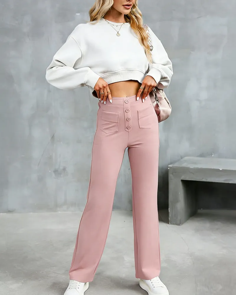 Classic High Waist Straight Leg Pants sold by zeagoo product image thumbnail 5